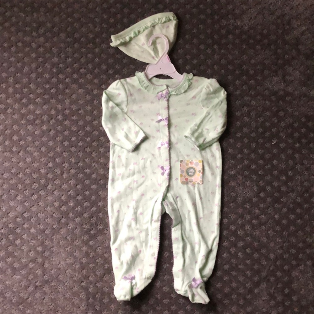 Brand new baby onesie pajamas with matching cap!